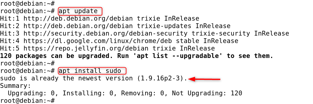 apt install sudo