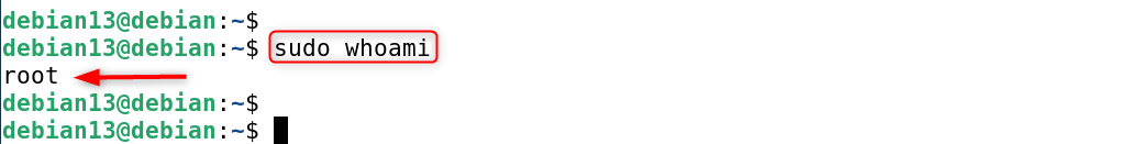 sudo whoami