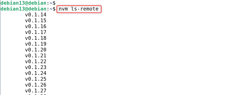 nvm ls-remote