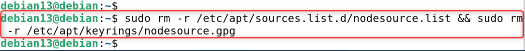 sudo rm -r /etc/apt/sources.list.d/nodesource.list && sudo rm -r /etc/apt/keyrings/nodesource.gpg