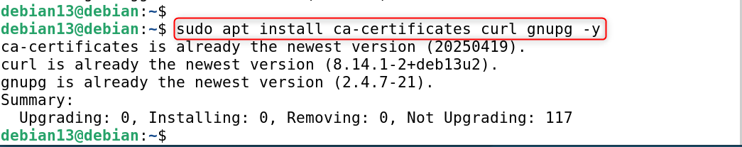 sudo apt install ca-certificates curl gnupg -y
