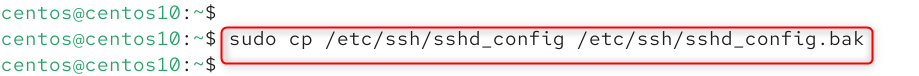 sudo cp /etc/ssh/sshd_config /etc/ssh/sshd_config.bak