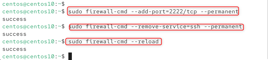 open new ssh port in firewall