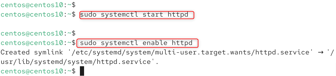 sudo systemctl start httpd