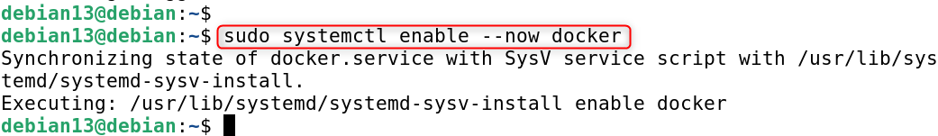sudo systemctl enable --now docker