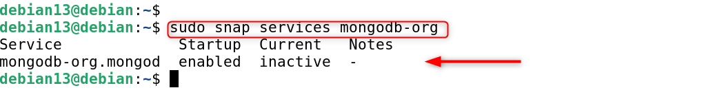 sudo snap services mongodb-org