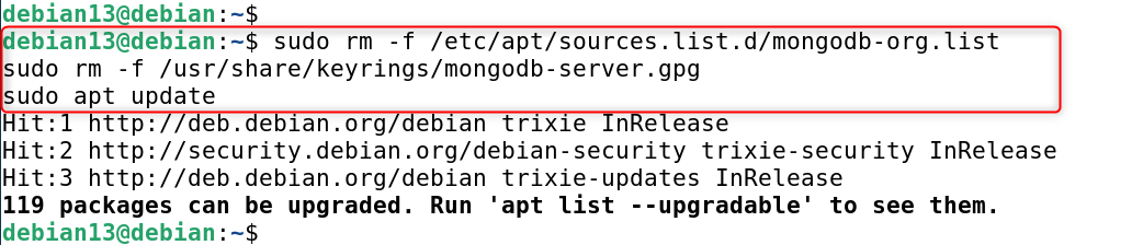 sudo rm -f /etc/apt/sources.list.d/mongodb-org.list