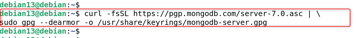 curl -fsSL https://pgp.mongodb.com/server-7.0.asc | \