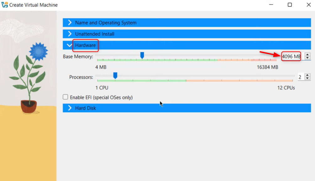 Allocate RAM to virtual machine in VirtualBox