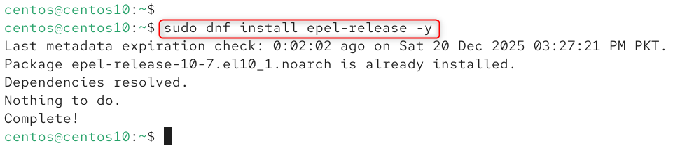 sudo dnf install epel-release -y