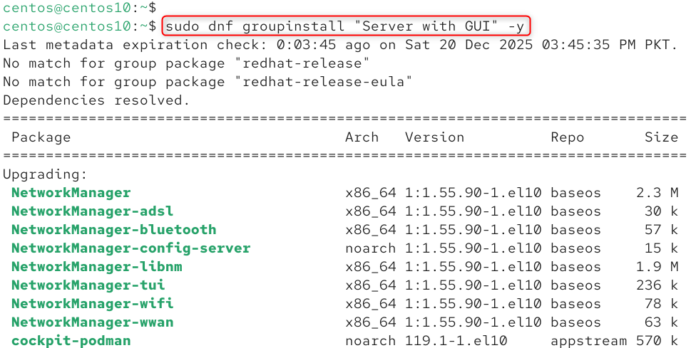 sudo dnf groupinstall