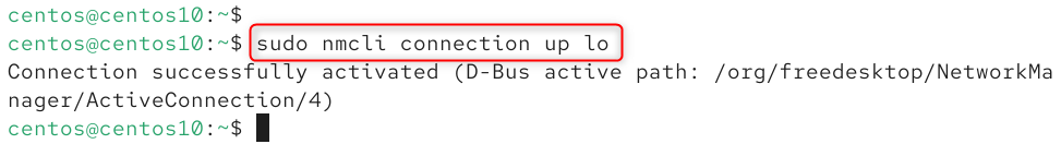 sudo nmcli connection up <connection-name>