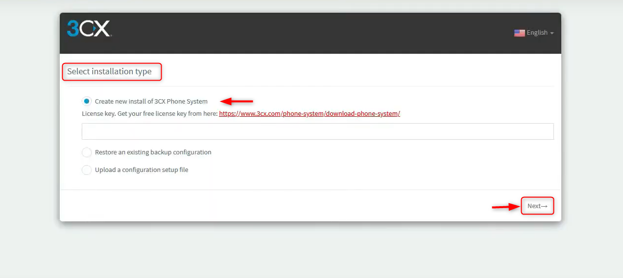 select installation type