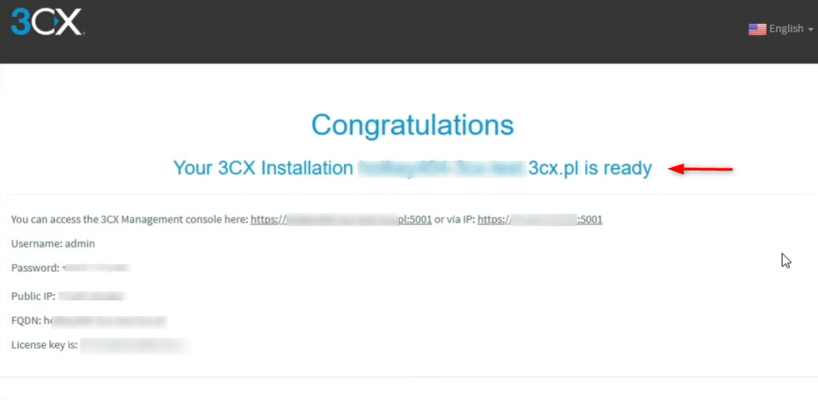 complete installation and note access url