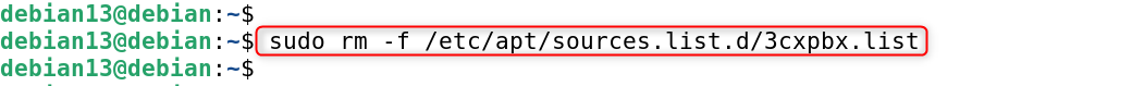 sudo rm -f /etc/apt/sources.list.d/3cxpbx.list