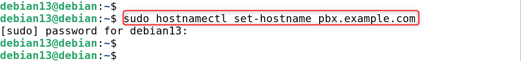 sudo hostnamectl set-hostname pbx.example.com