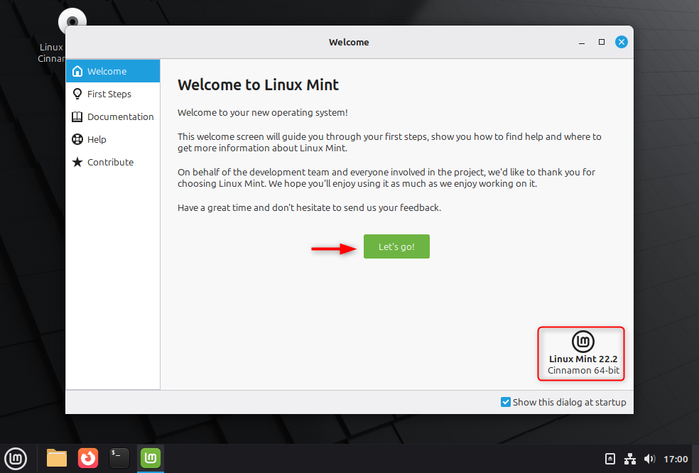 Linux Mint 22 welcome screen