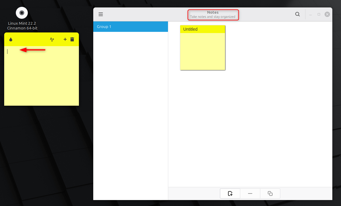 Linux mint 22 sticky notes