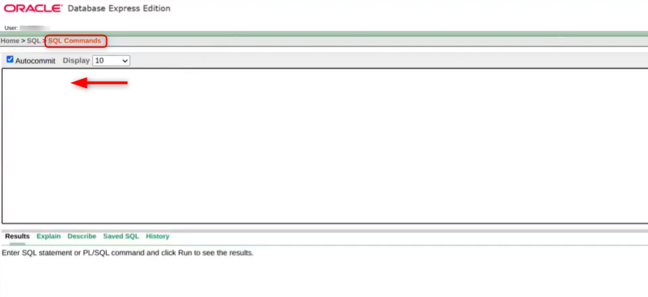 oracle database express edition sql commands