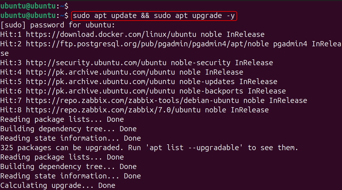 sudo apt update && sudo apt upgrade -y
