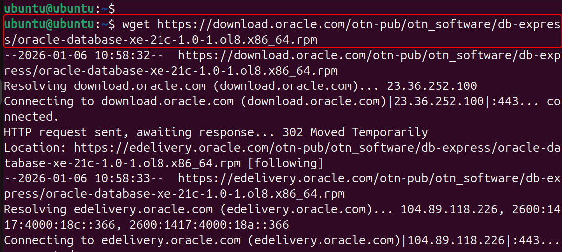 wget https://download.oracle.com/otn-pub/otn_software/db-express/oracle-database-xe-21c-1.0-1.ol8.x86_64.rpm