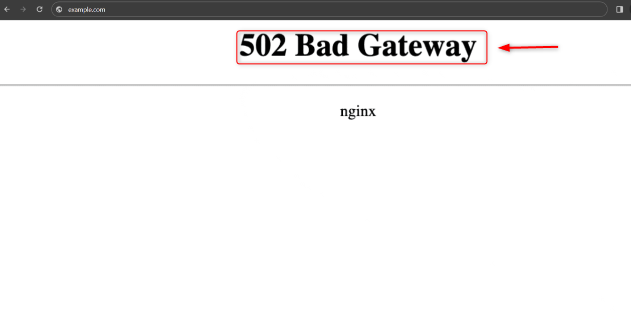 502 bad gateway error in browser