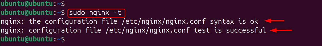 sudo nginx -t