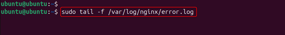 sudo tail -f /var/log/nginx/error.log