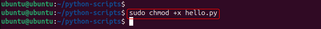 sudo chmod +x hello.py