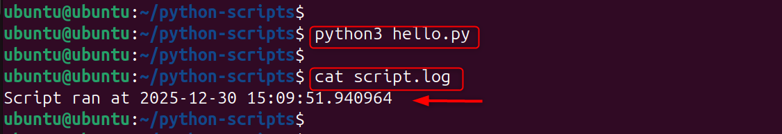 test first python script manually