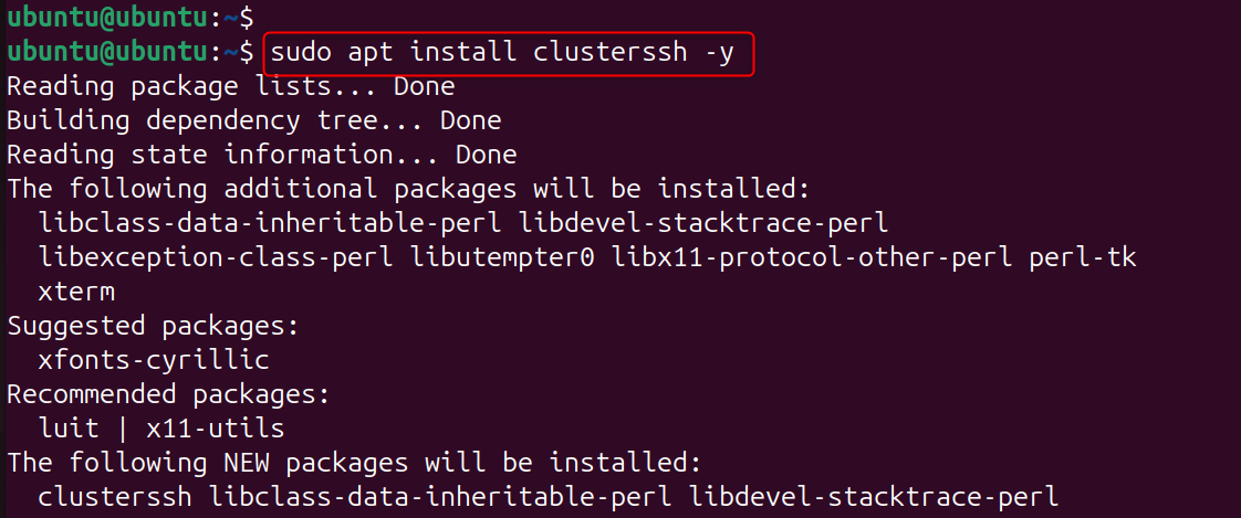 sudo apt install clusterssh -y