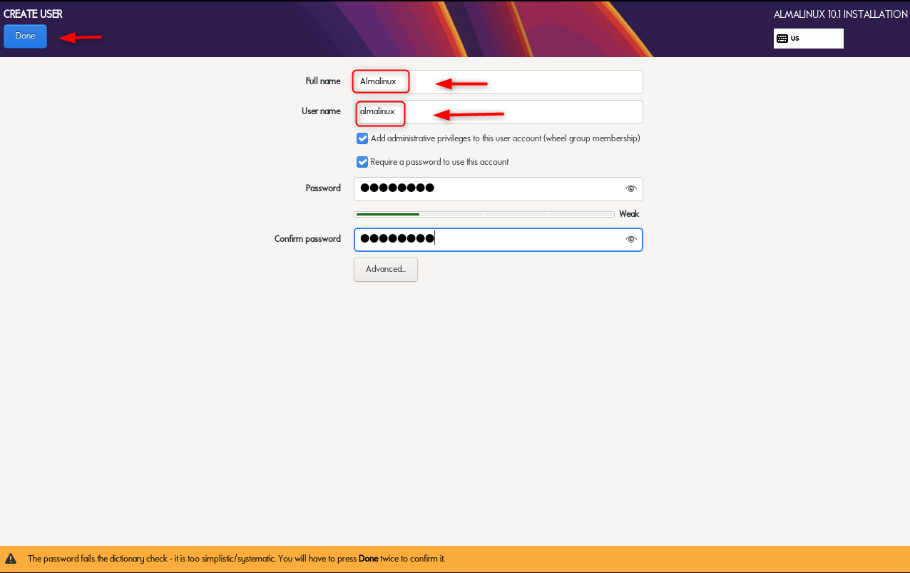 edit username and password