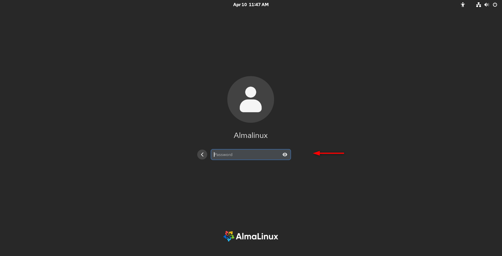 login to almalinux