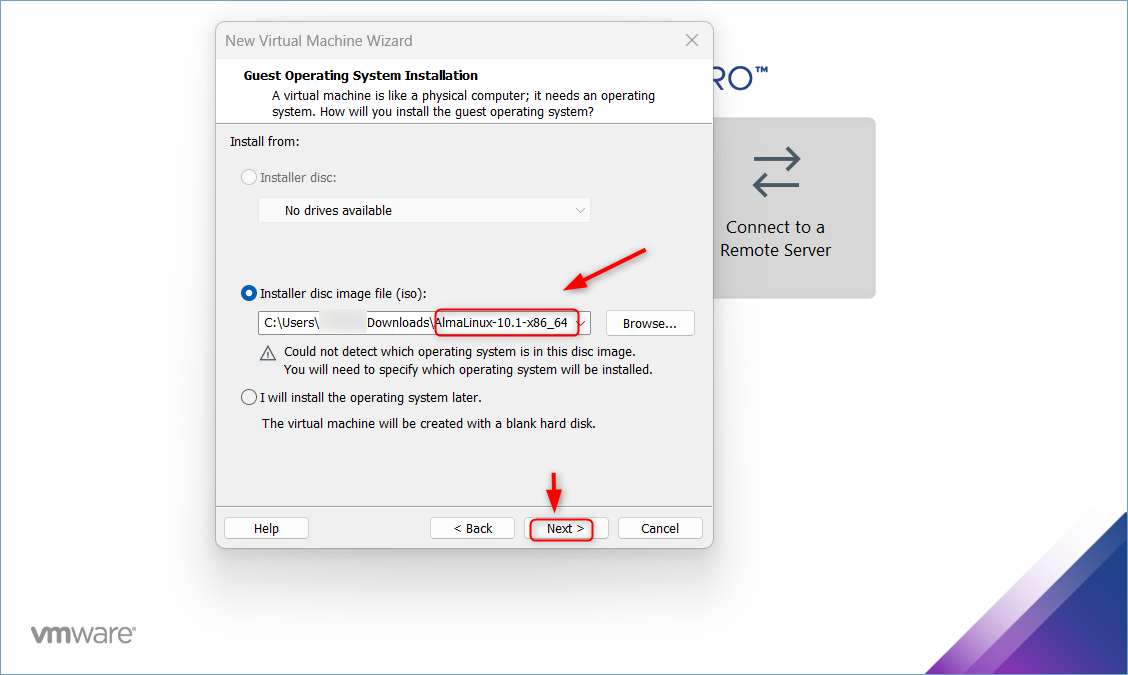 provide the path to AlmaLinux 10 iso image