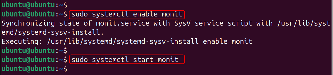 enable and start the monit service