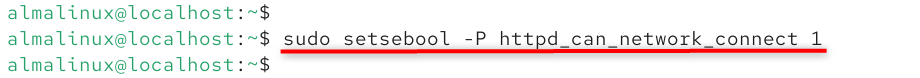 sudo setsebool -P httpd_can_network_connect 1