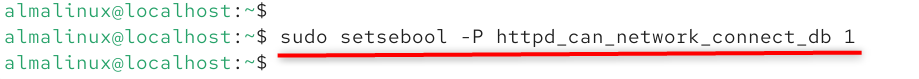 sudo setsebool -P httpd_can_network_connect_db 1