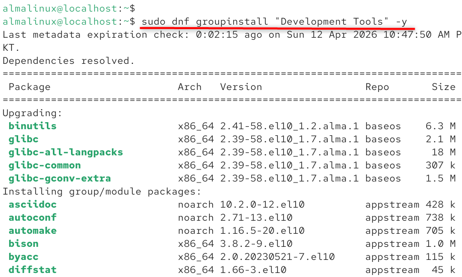 sudo dnf groupinstall