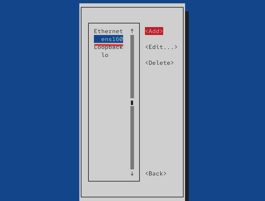 choose network interface in nmtui