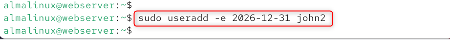 sudo useradd -e 2026-12-31 john2