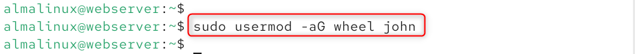 sudo usermod -aG wheel john