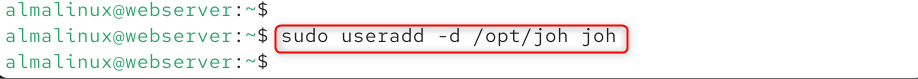 sudo useradd -d /opt/joh joh