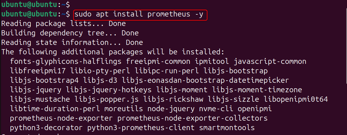 sudo apt install prometheus -y