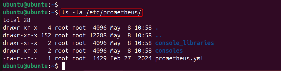ls -la /etc/prometheus/