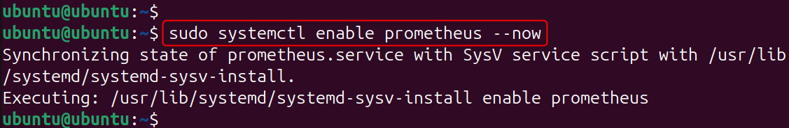 sudo systemctl enable prometheus --now