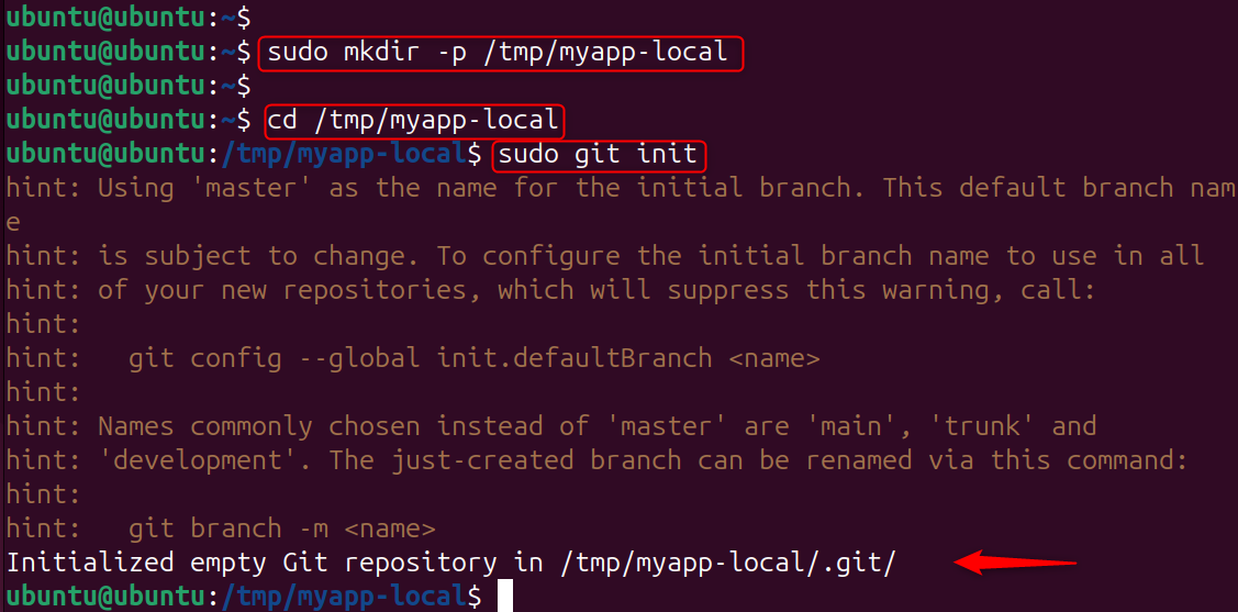 mkdir

sudo git init