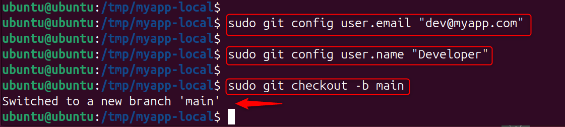 sudo git config user email