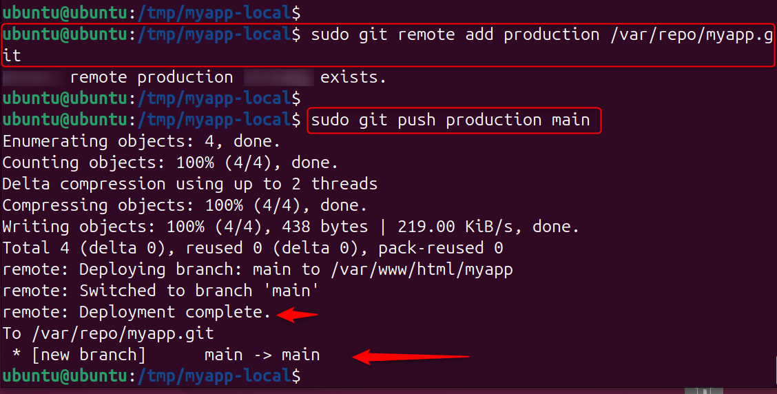 sudo git push production main