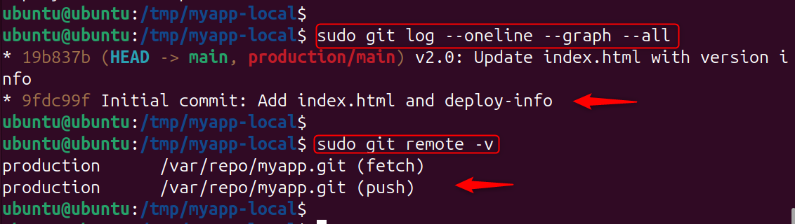 sudo git log --oneline --graph --all