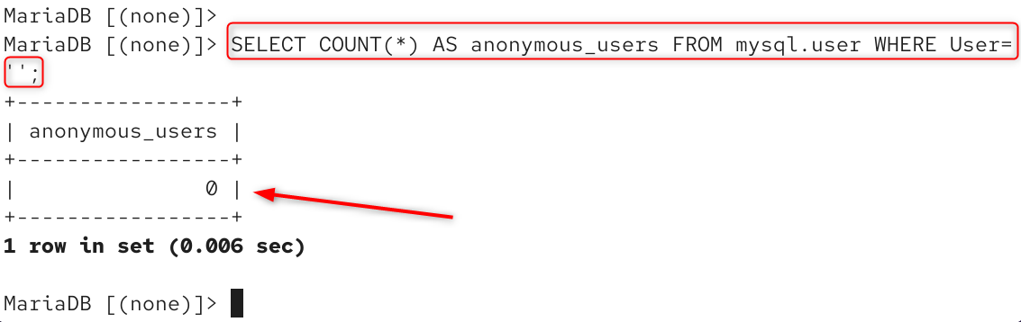 select count (*) as anonymous_users from mysql.user where user= '';